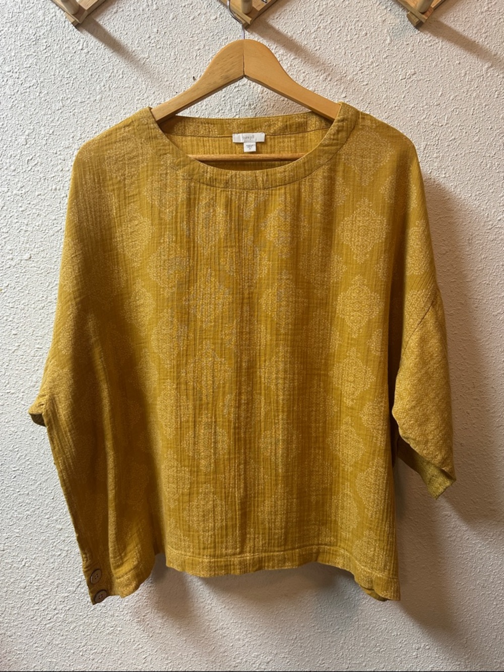 Purejill 100% cotton Mehndi inspired Yellow Boxy blouse
